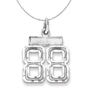 Silver, Varsity Collection, Small D/C Number 88 Necklace - 24 In